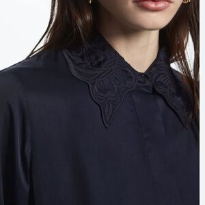 COS Regular-Fit Embroidered-Collar cuff Shirt satin finish classic timeless 6